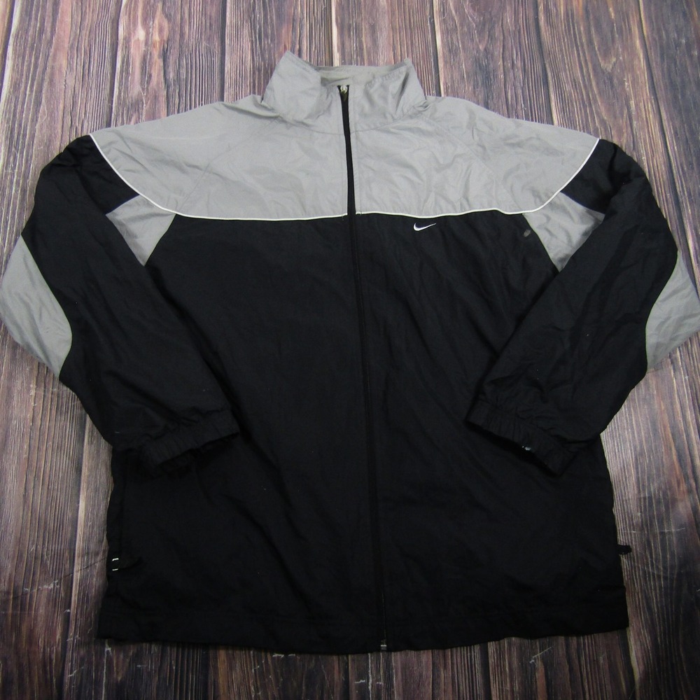 Nike Jacket‎ Mens XL Black Gray Full Zip Windbreaker Colorblock Running